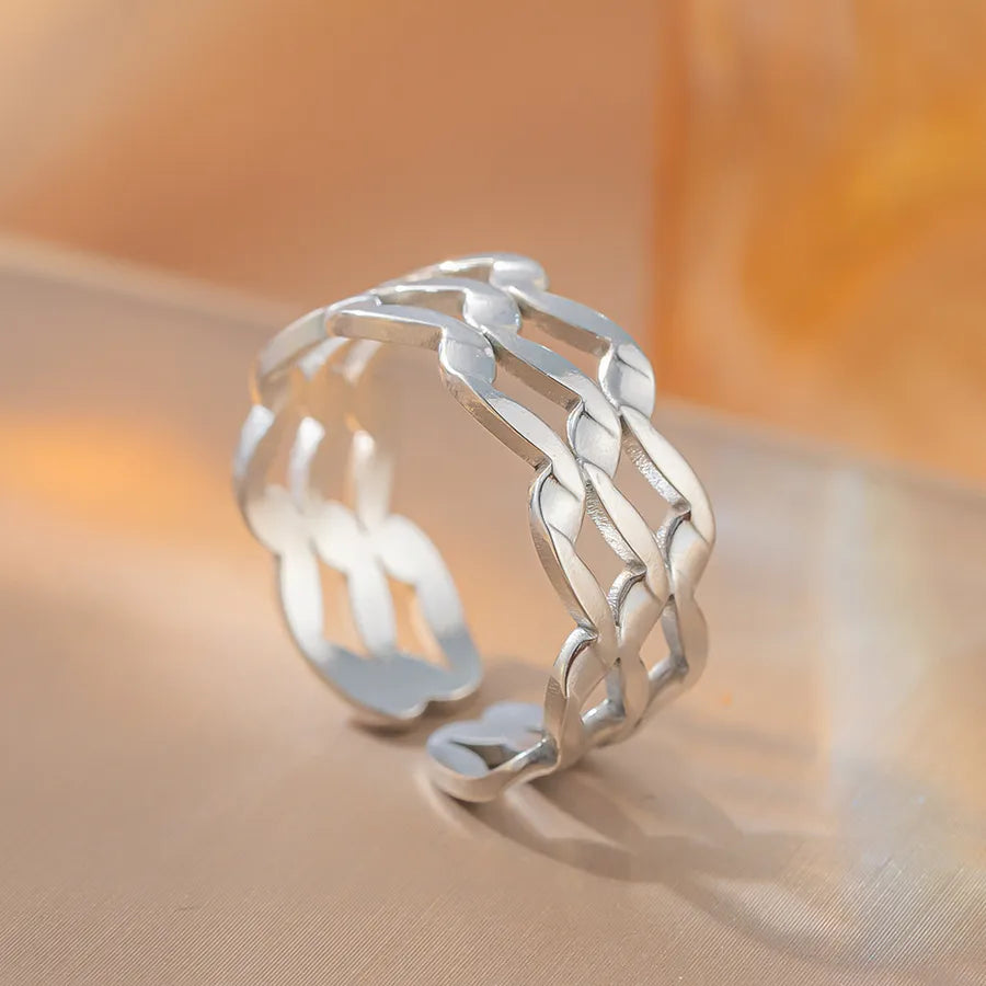 Geometric Titanium Steel Open Ring K40 Steel Color Ring Open