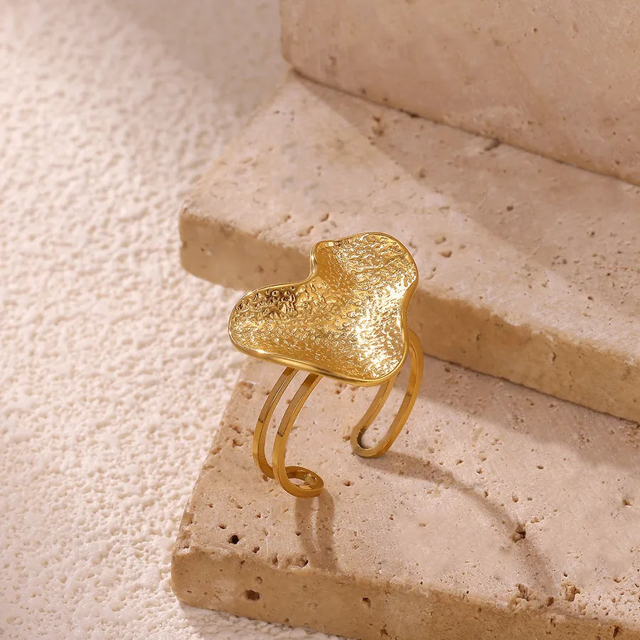 Gold Geometric Floral Statement Ring for Women