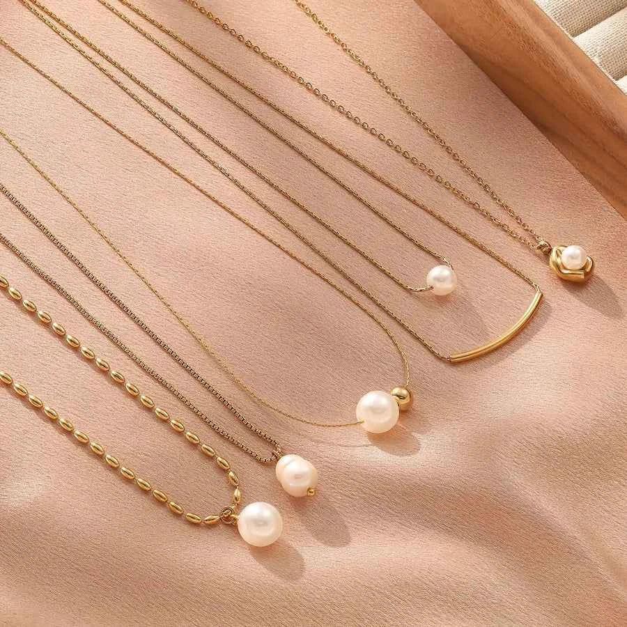 18K Gold Plated Pearl Pendant Necklace