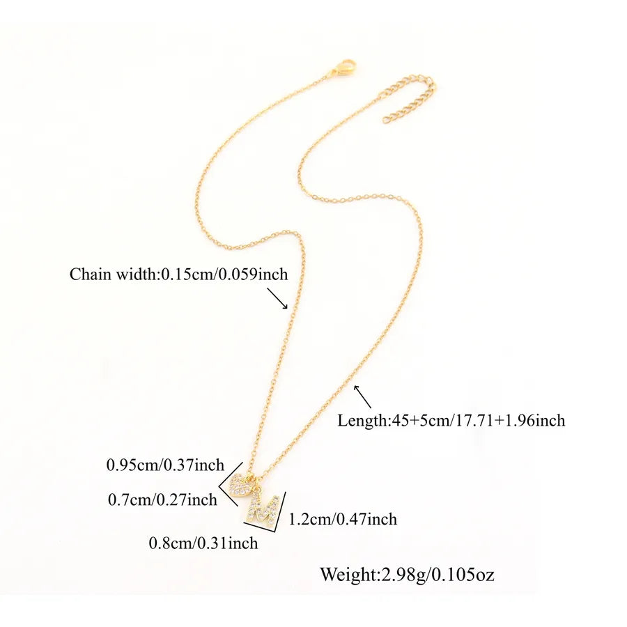 18K Gold Plated Heart Letter Pendant Necklace