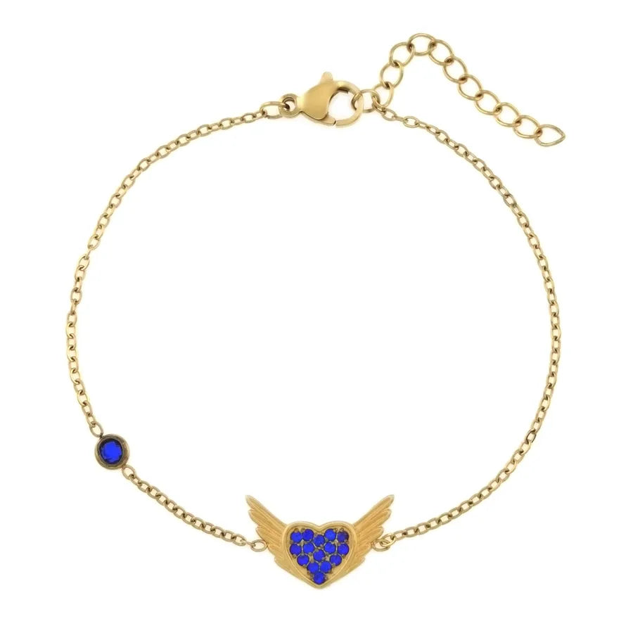 Heart-Shaped Zircon Titanium Steel Bracelet B0235G Flying Bracelet