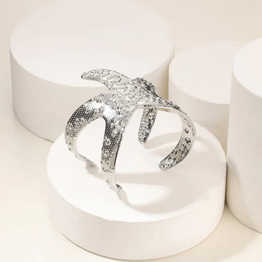 Stainless Steel Star Flower Open Bangle