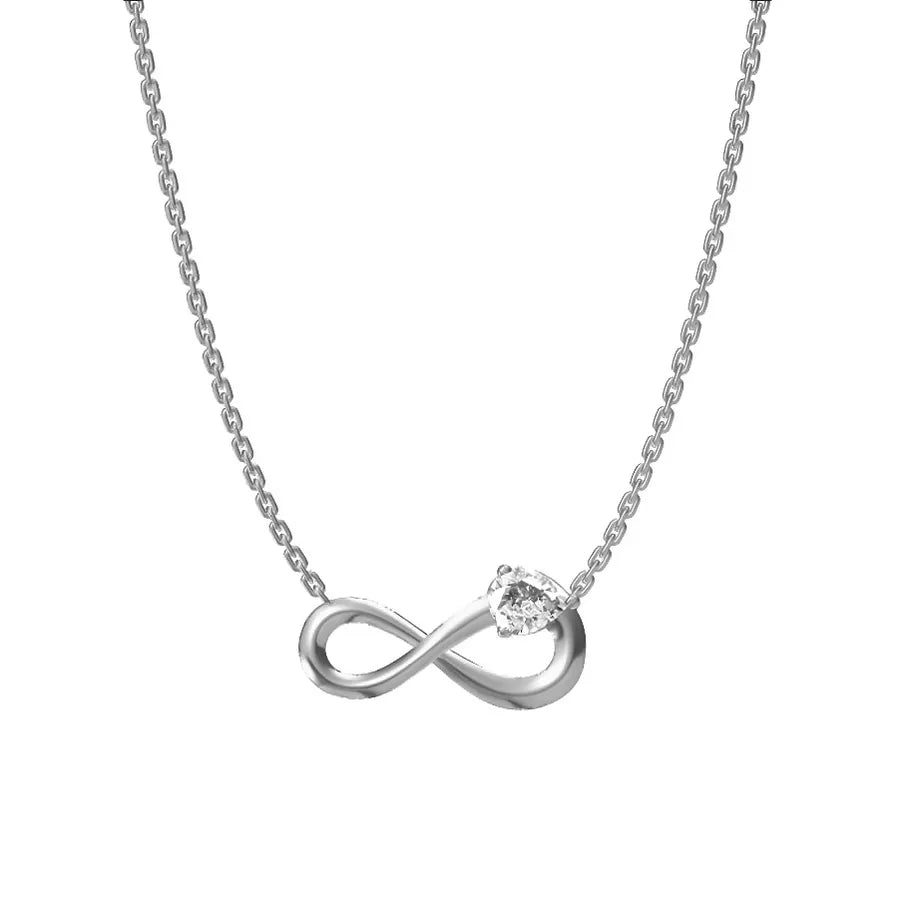 Titanium Infinity Necklace with Zircon N0078S Steel Color Water Drop Style