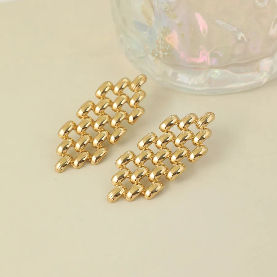 Retro Gold Plated Leaf Stud Earrings Gold Style 6