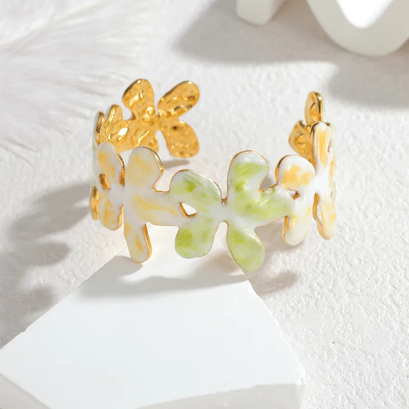 18K Gold Plated Open C-Shaped Bangle Bracelet