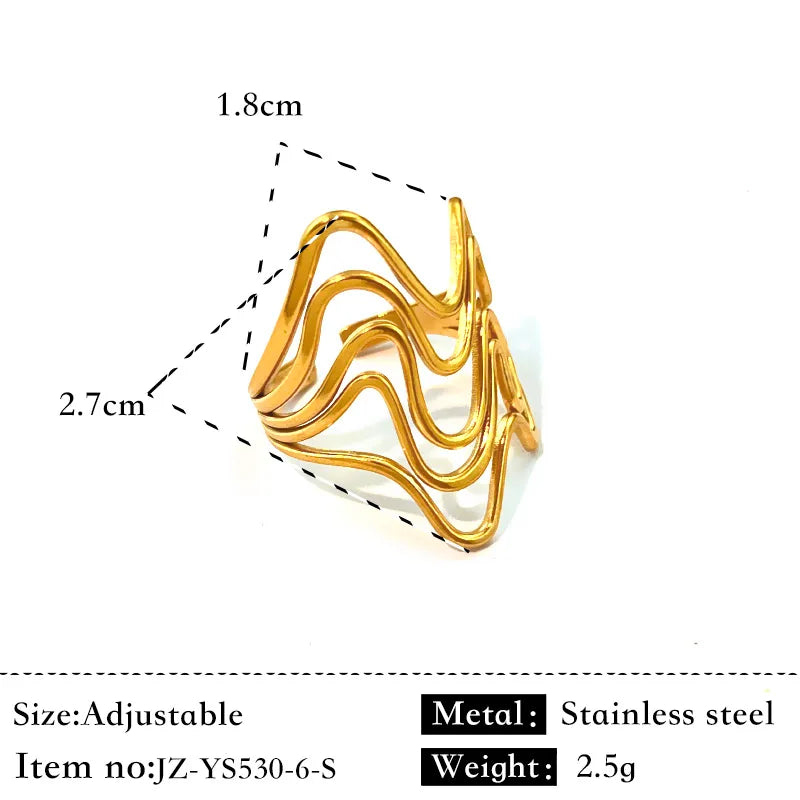 18K Gold Geometric Twist Stainless Steel Ring Gold JZ-YS530-6 JZ-YS530-6