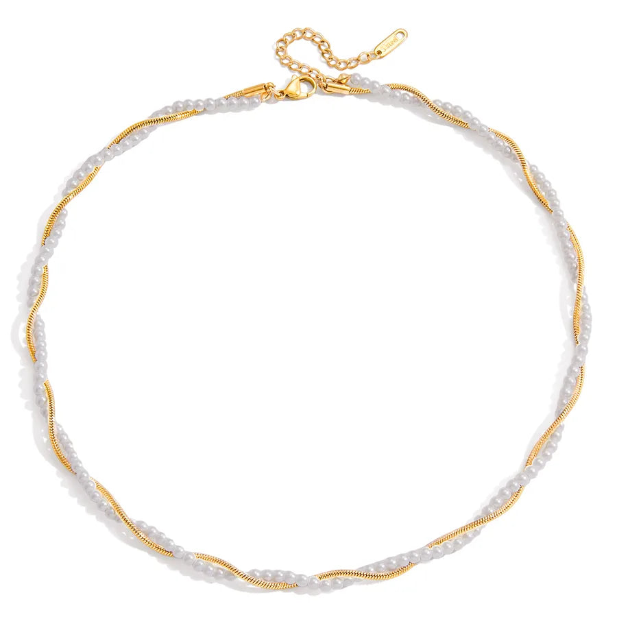 18K Gold Plated Pearl Stainless Steel Necklace
