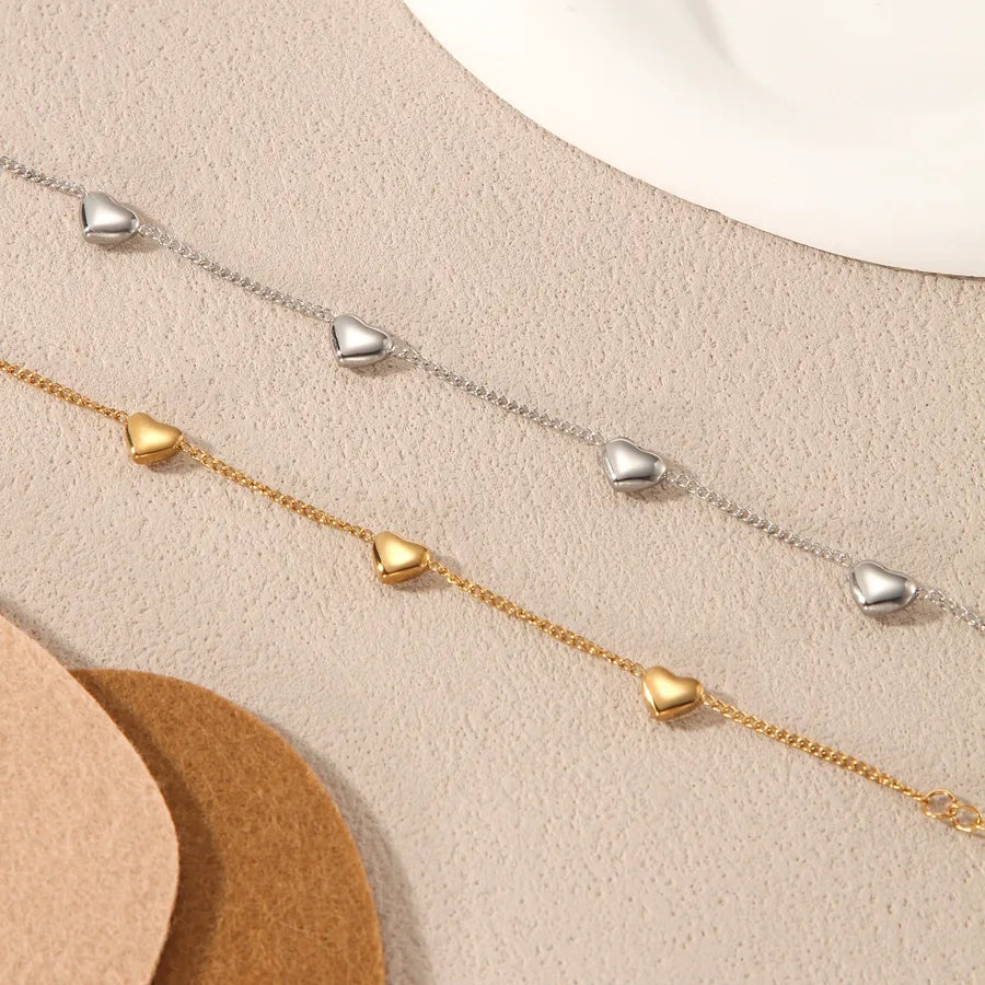 18K Gold Plated Heart Chain Bracelet