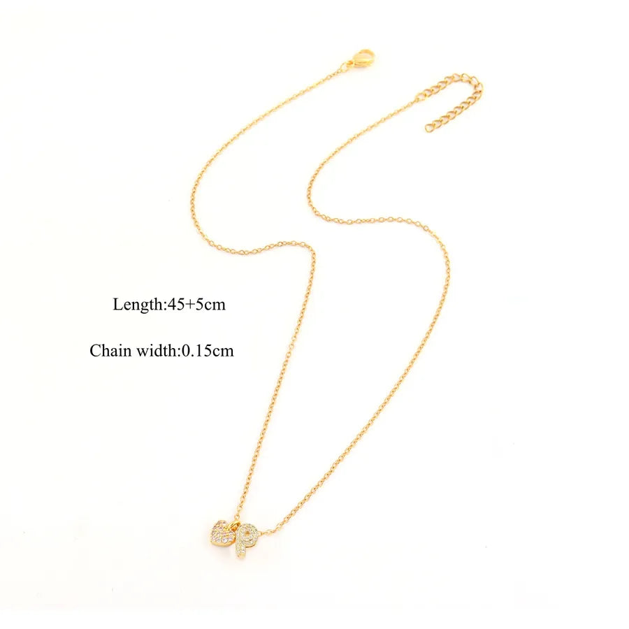 18K Gold Plated Heart Letter Pendant Necklace Gold p
