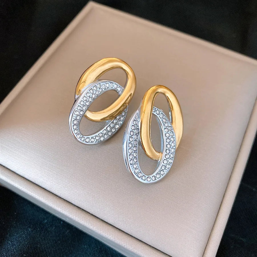 Elegant Oval Stainless Steel Hoop Earrings
