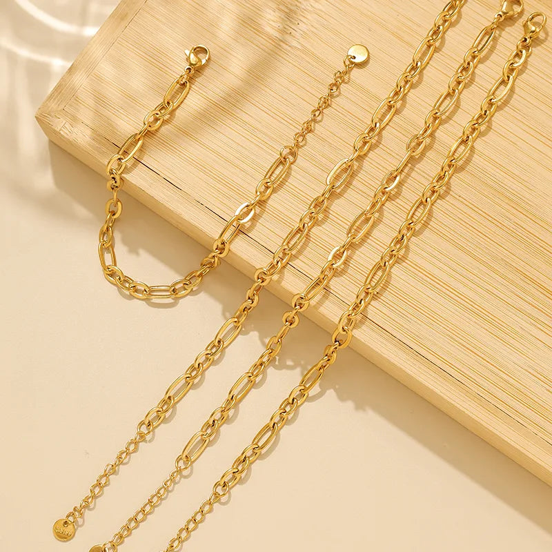 Gold Stainless Steel Geometric Chain Bracelet