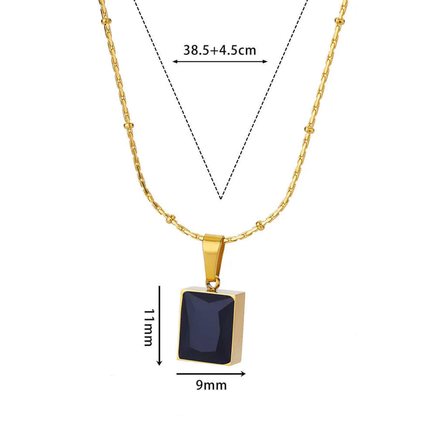 Colorful Zirconia Geometric Pendant Necklace 3