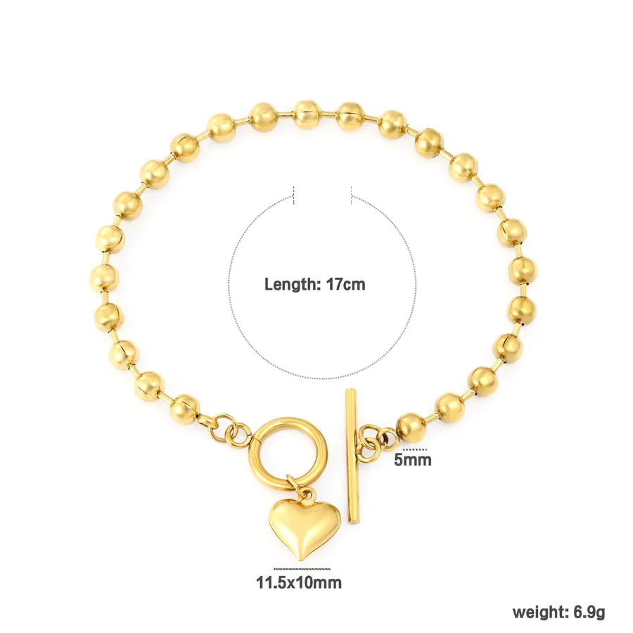 18K Gold Plated Stainless Steel Heart Bracelet BR286401G