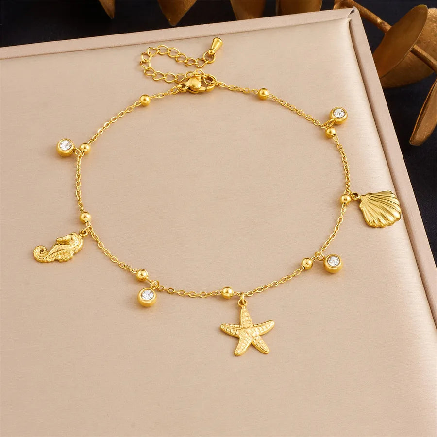 Double Layered Cherry Star Moon Anklet B1704
