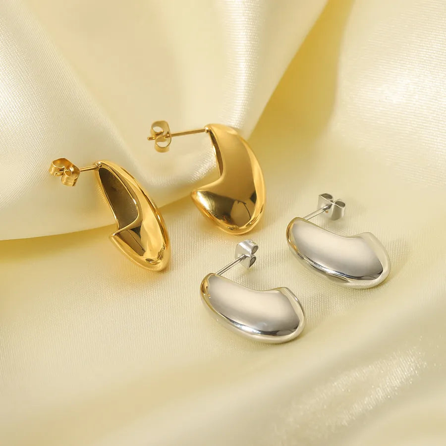 18K Gold Moon Hoop Earrings for Women