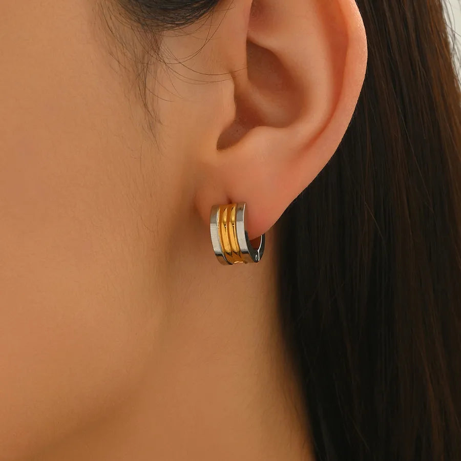 Unisex Gold Plated Stainless Steel Hoop Earrings