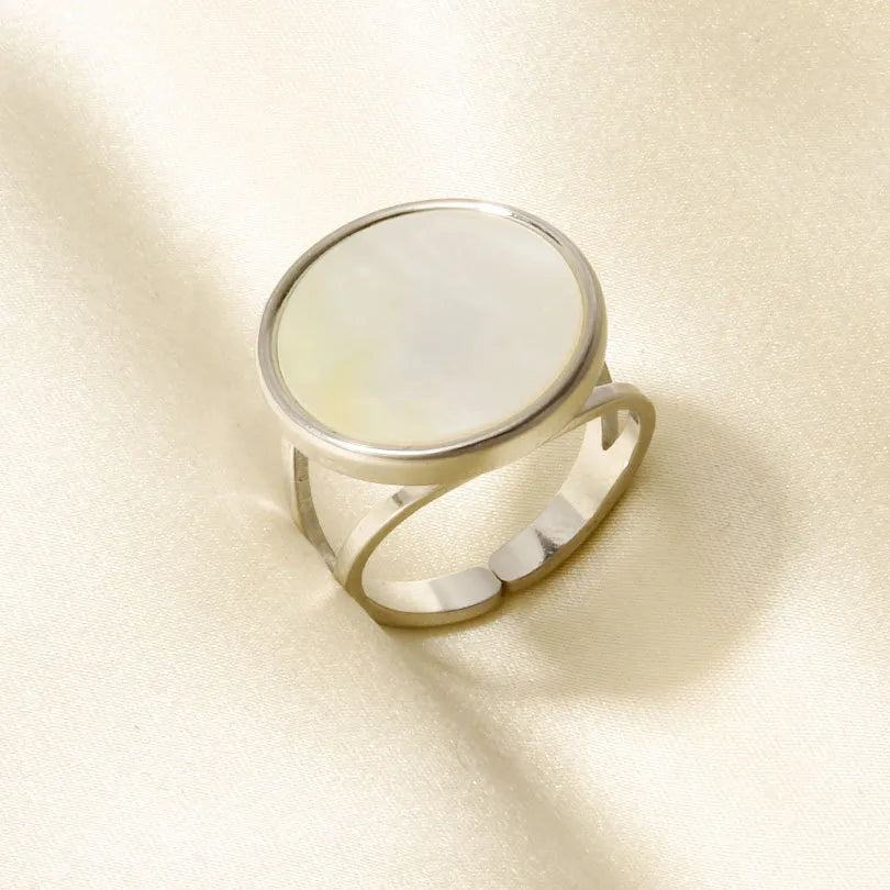 18K Gold Plated Geometric Shell Ring J930-S-W