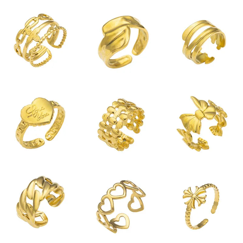 Geometric Titanium Steel Couple Ring