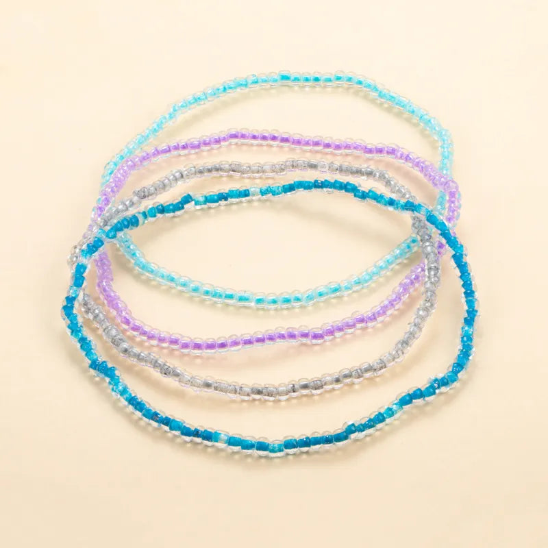 Colorful Beaded Geometric Anklet for Women colour