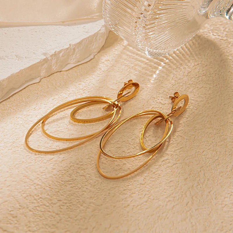 18K Gold Plated Geometric Stainless Steel Earrings