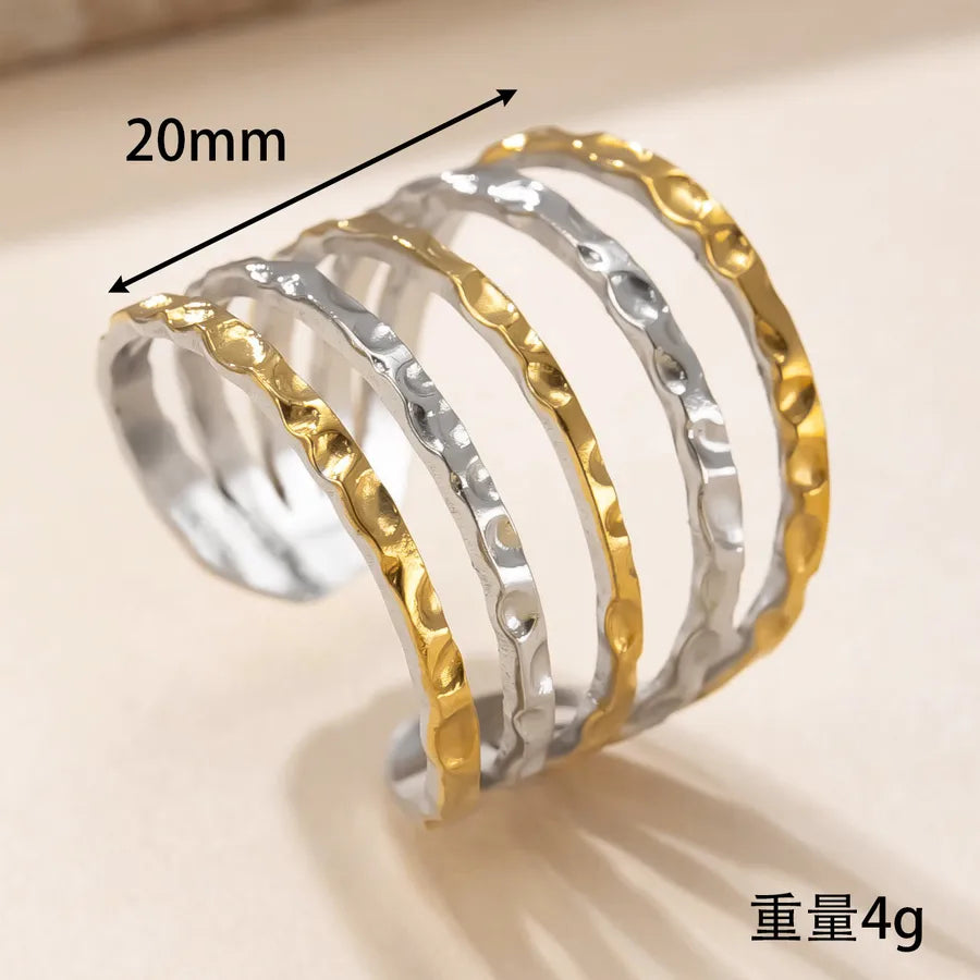 Geometric Gold-Plated Titanium Steel Ring Average Size YYJZ660