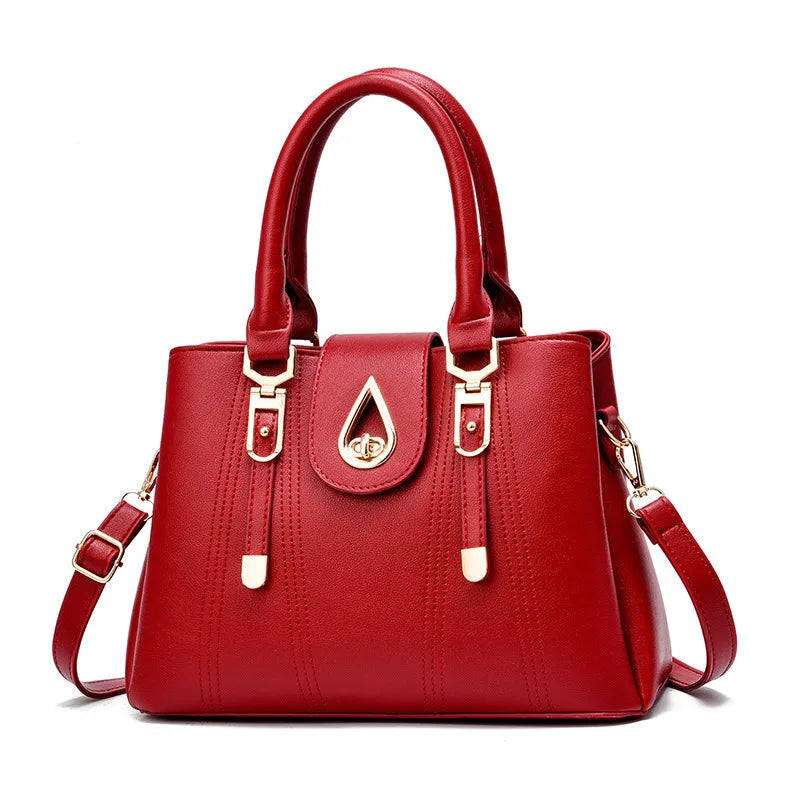 Elegant PU Leather Square Shoulder Bag Red