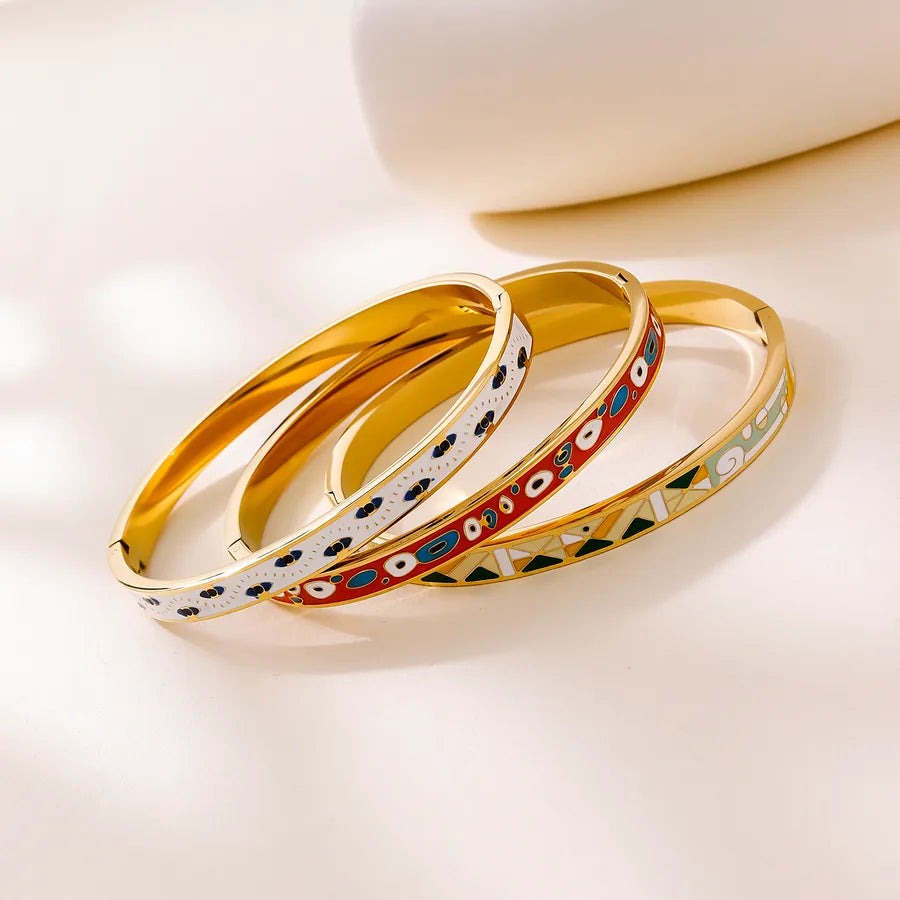 Abstract Geometric 18K Gold Titanium Bracelet