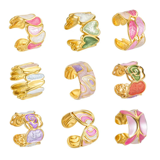 18K Gold Plated Enamel Stainless Steel Ring