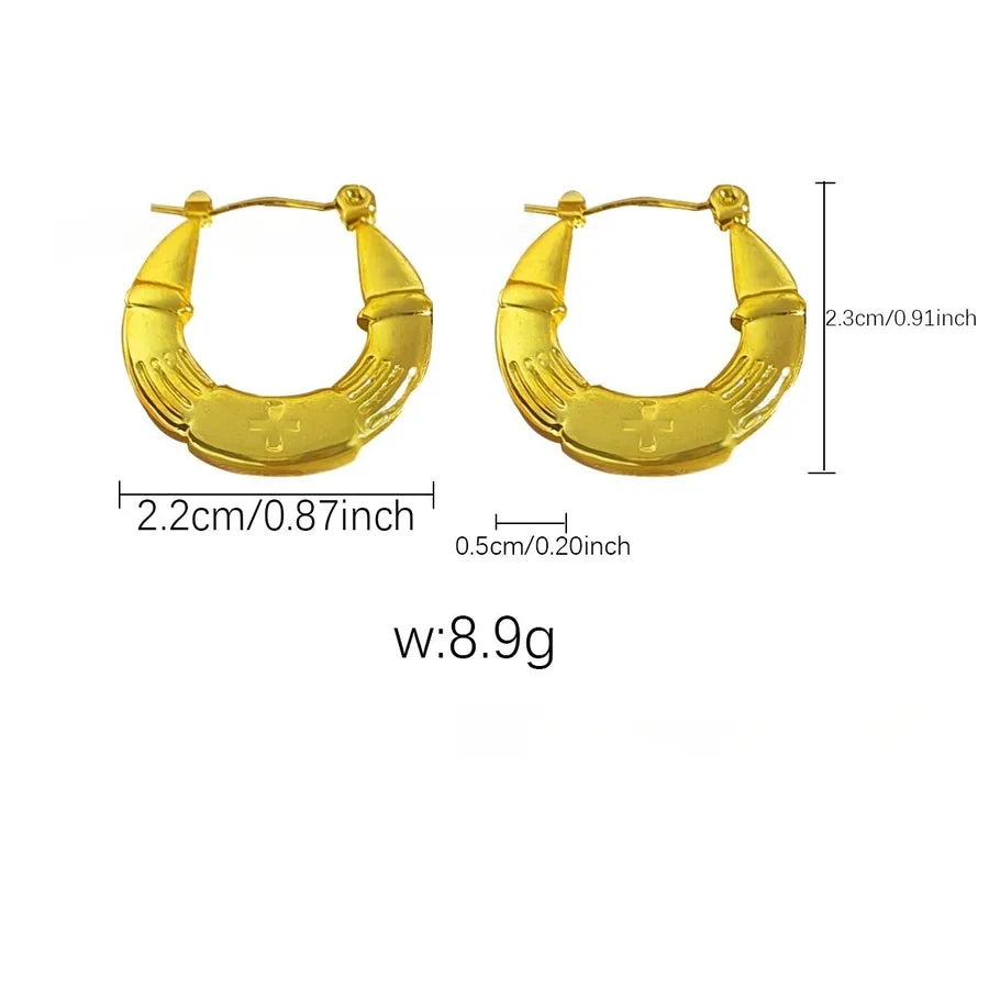 Elegant Gold Titanium Steel Hoop Earrings