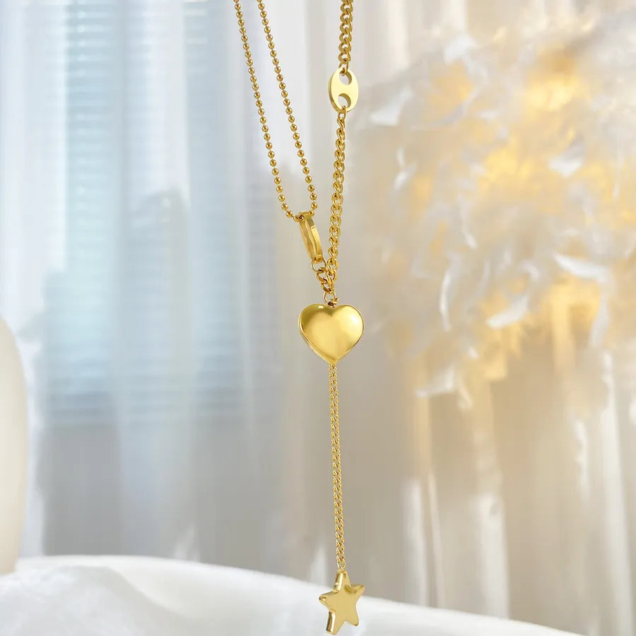 Gold Plated Titanium Letter V Pendant Necklace