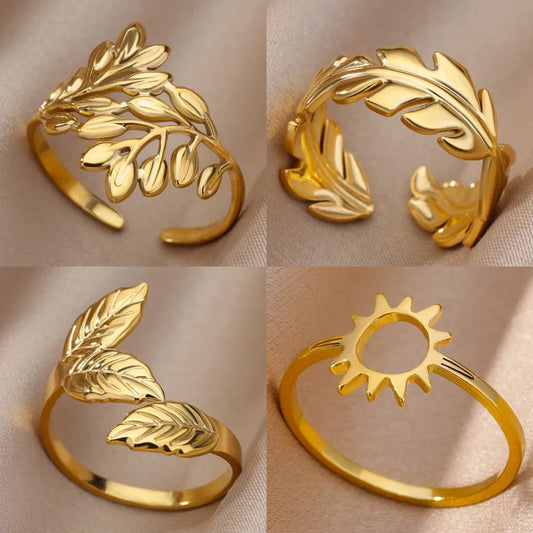 Gold Plated Palm Leaf Ring