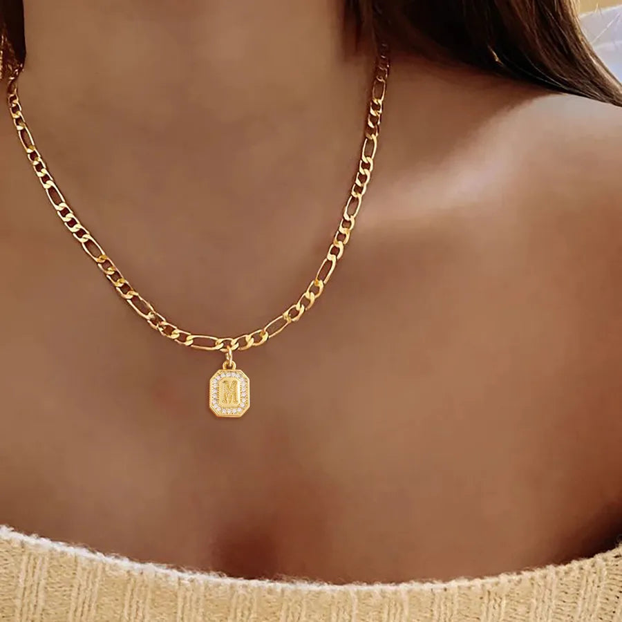 18K Gold Plated Letter Pendant Necklace