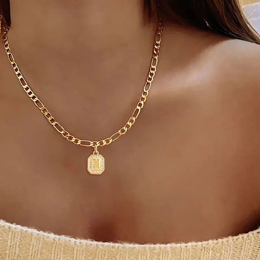 18K Gold Plated Letter Pendant Necklace