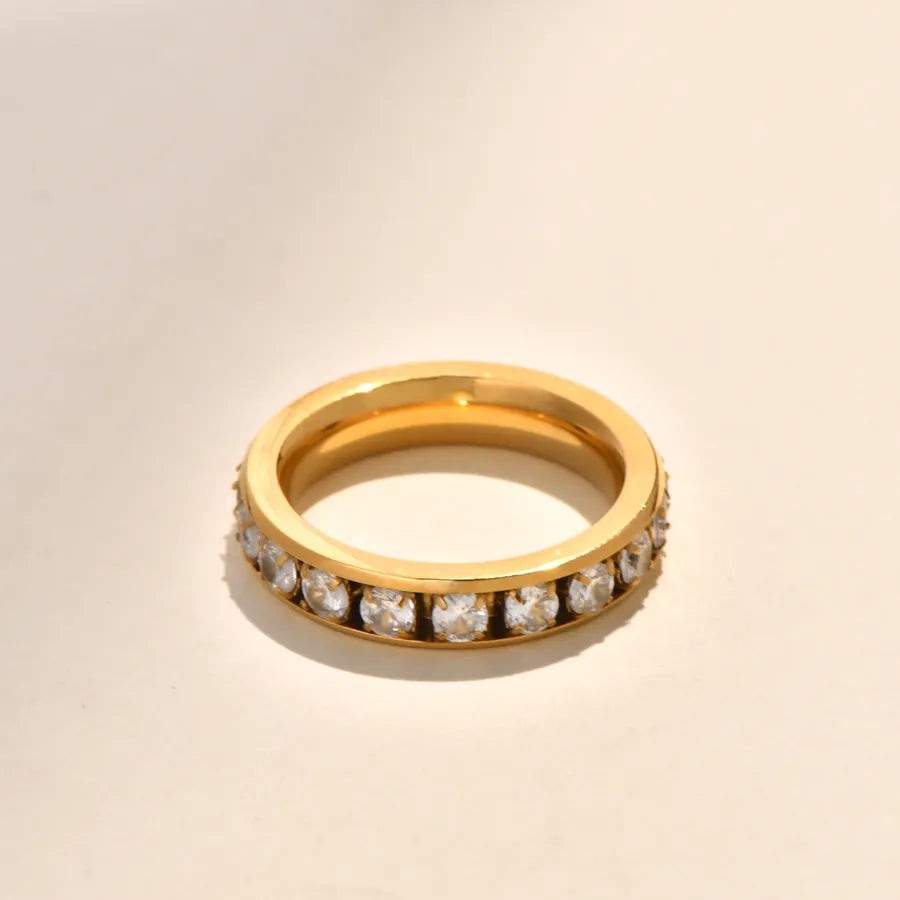 Elegant Gold Plated Zirconia Rotating Ring Gold 2
