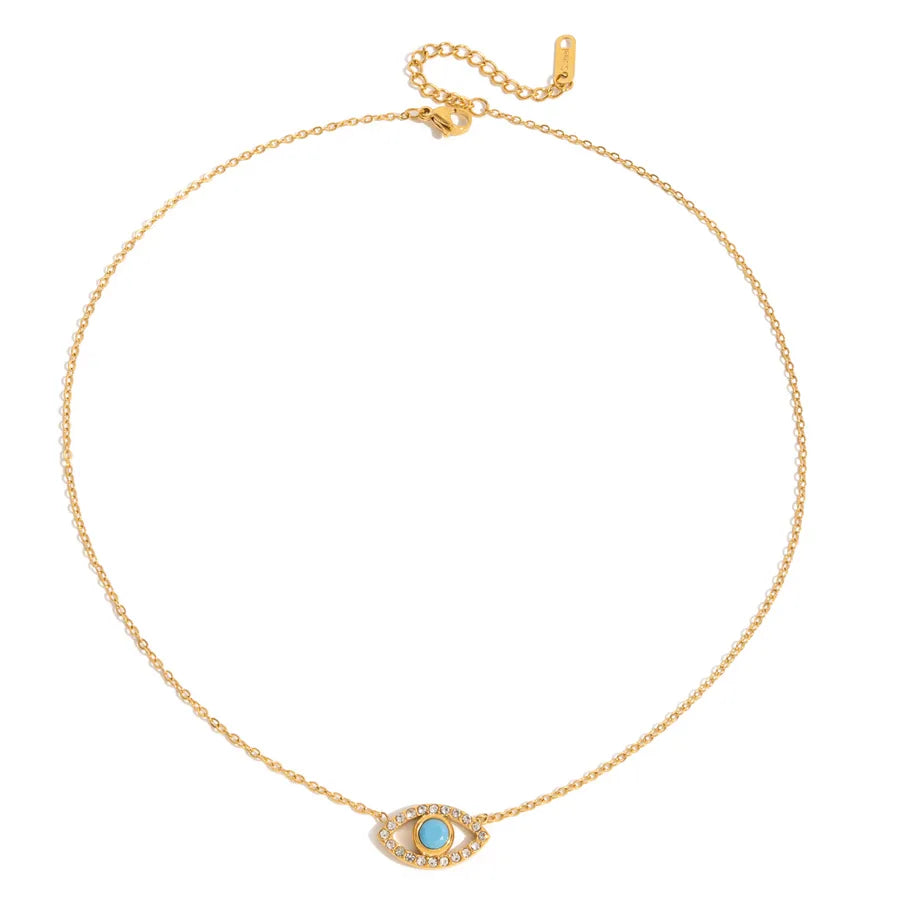18K Gold Evil Eye Pendant Necklace