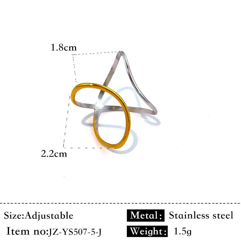 Gold & Silver Stainless Steel Open Ring Gold and Silver Stitching JZ-507-5