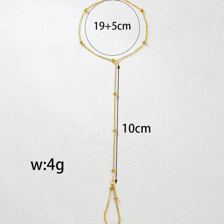 Gold Stainless Steel Finger Chain Bracelet