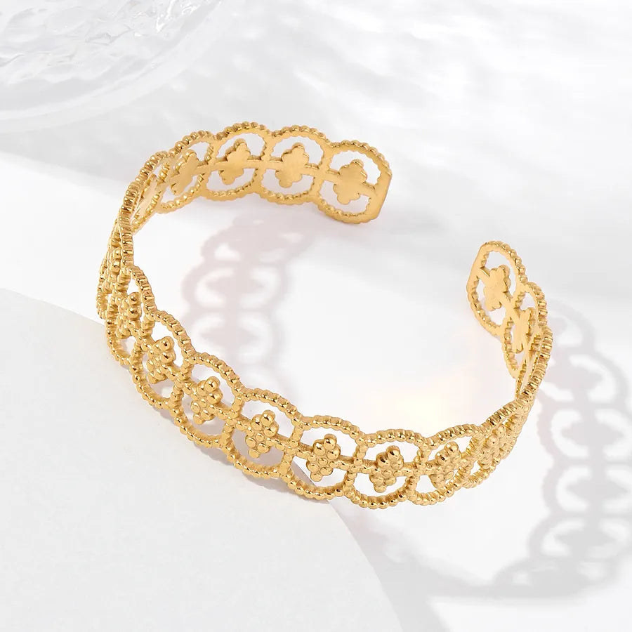 Unisex Titanium Steel Wide Cuff Bracelet WSZ017-1-2 Adjustable Opening