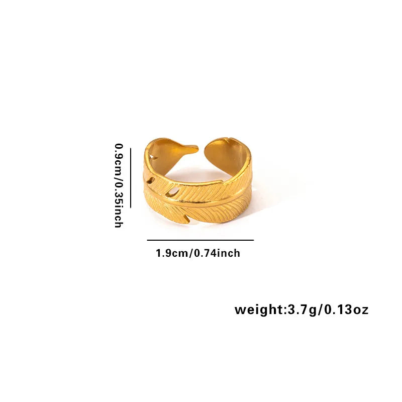 18K Gold Plated Titanium Steel Open Ring Adjustable Opening TYGR0173