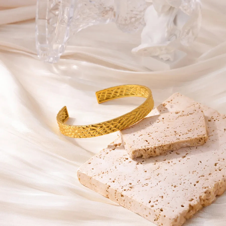 Gold Plated Geometric Stainless Steel Bangle