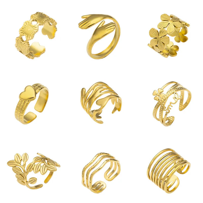 Geometric Titanium Steel Open Ring for Women