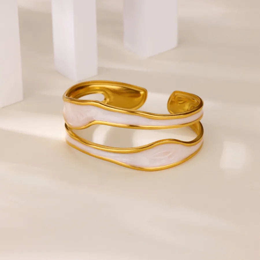 Gold Plated Geometric Stainless Steel Bangle