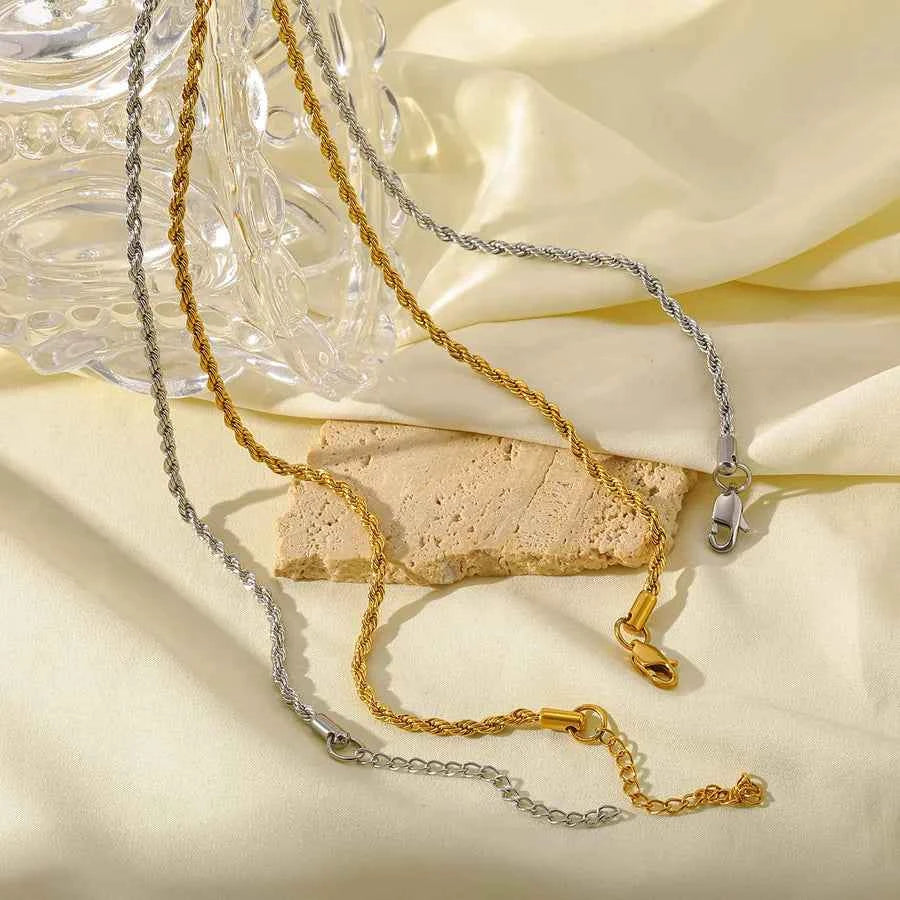 18K Gold Plated Stainless Steel Twist Necklace