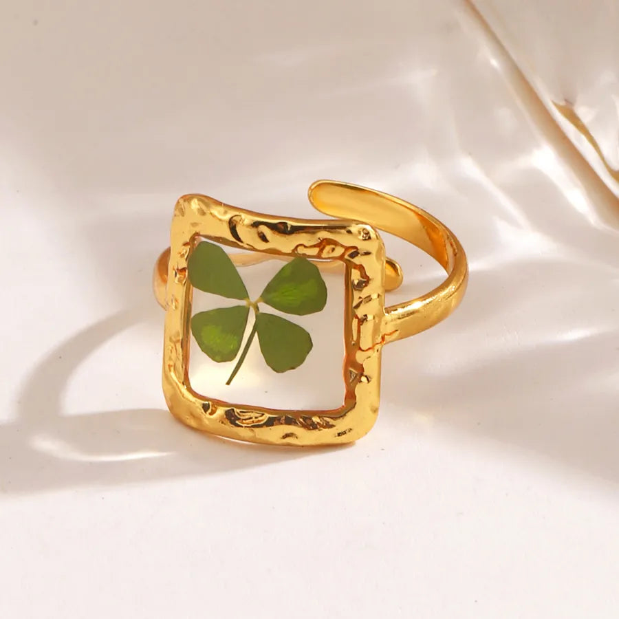 18K Gold Flower Open Ring – Stainless Steel