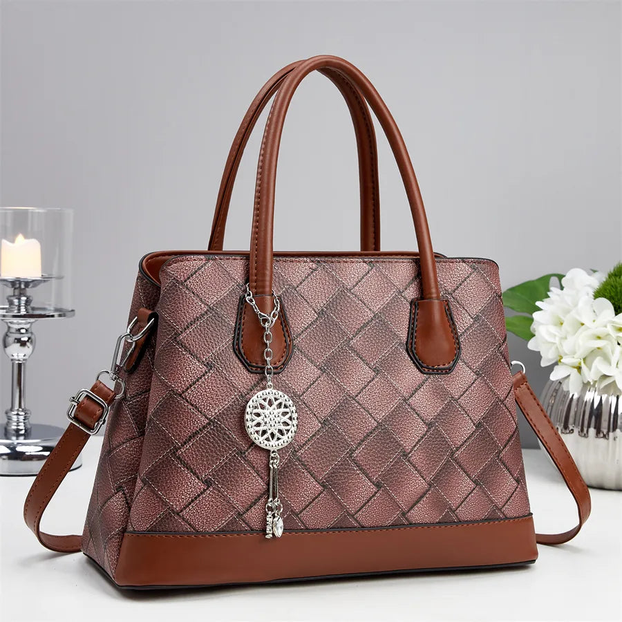 Women's Basket Weave Crossbody Tote Bag