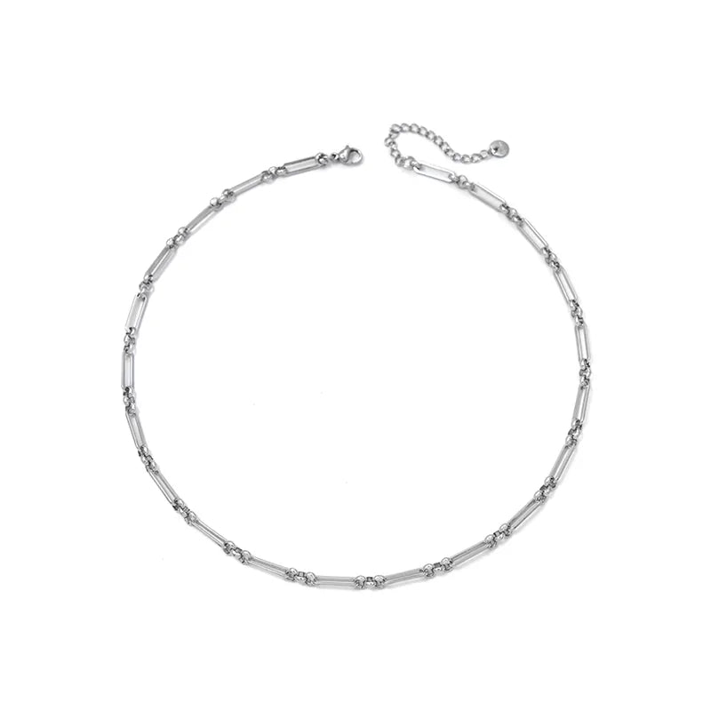 Unisex Gold & Steel Stainless Steel Chain Necklace Steel Color