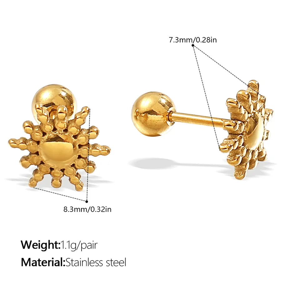 Gold Plated Stainless Steel Bear Earrings EH1202G Piercing Earrings