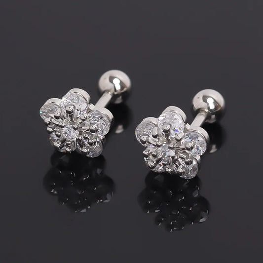 Gold Plated Stainless Steel Flower Stud Earrings