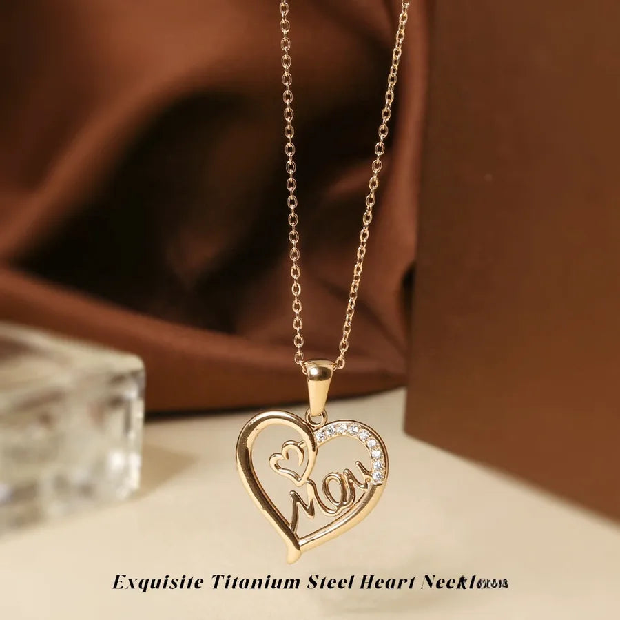 Gold Heart Pendant Necklace for Women Rose Gold Mom Heart Necklace N0455R