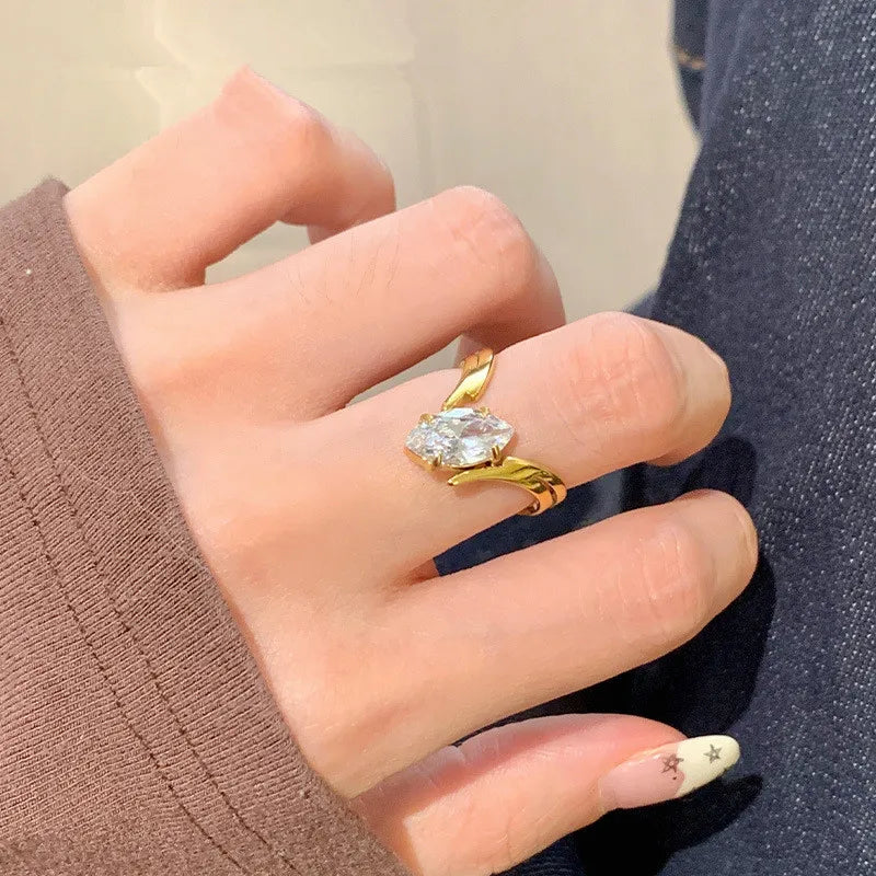 18K Gold PVD Geometric Stainless Steel Ring